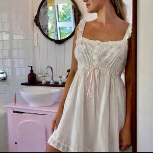 Laura Ashley Shabby Chic Lace nightgown babydoll cottagecore ruffle hi low XS
